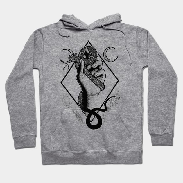 snake hand Hoodie by peyek saputra